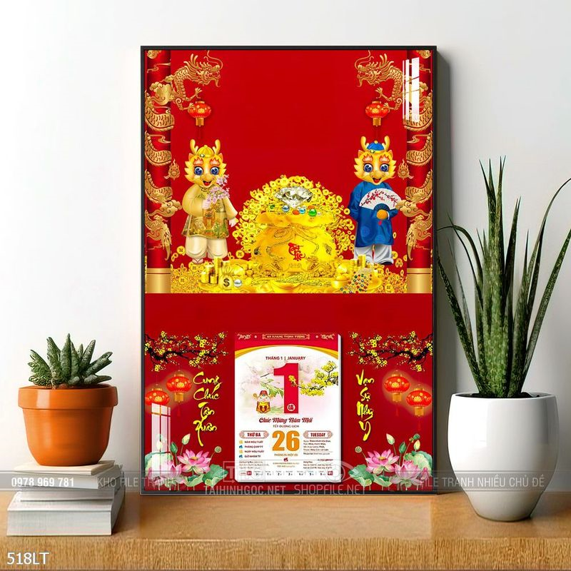 File tranh lịch Tết đẹp đón xuân mới