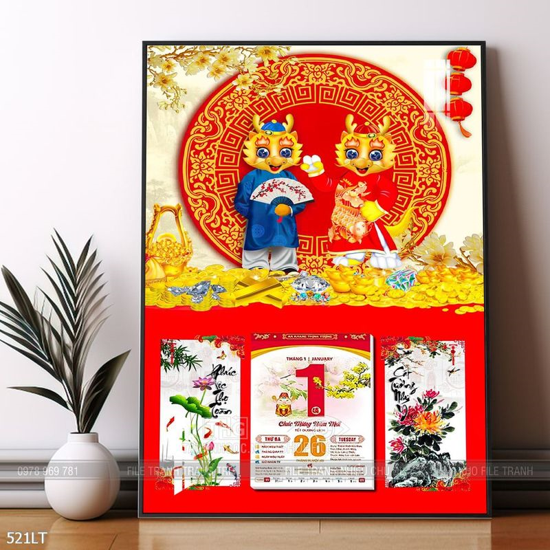 File tranh lịch trang trí Tết
