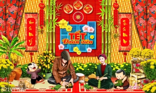 Tranh psd gói bánh chưng đón tết Tranh psd gói bánh chưng đón tết