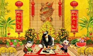 Phông tranh ông đồ già viết câu đối đỏ ngày tết Phông tranh ông đồ già viết câu đối đỏ ngày tết