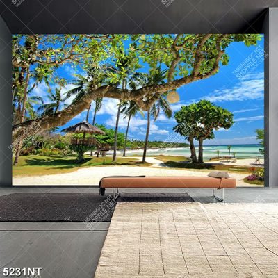 Tranh bãi biển đẹp in file psd