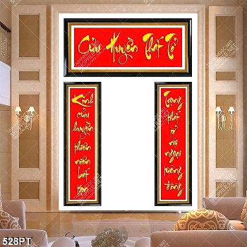 Tranh thư pháp Cửu Huyền Thất Tổ gắn tường phòng thờ