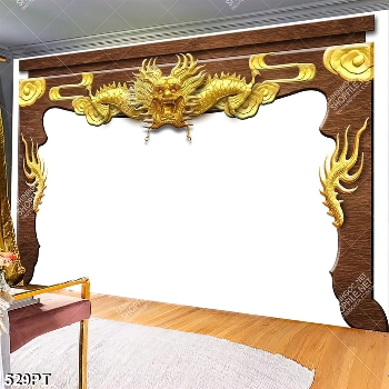 Tranh bàn thờ rồng vàng file gốc