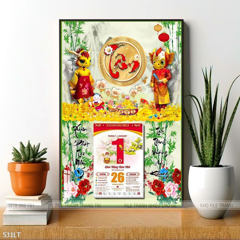 File tranh lịch Tết mẫu mới nhất