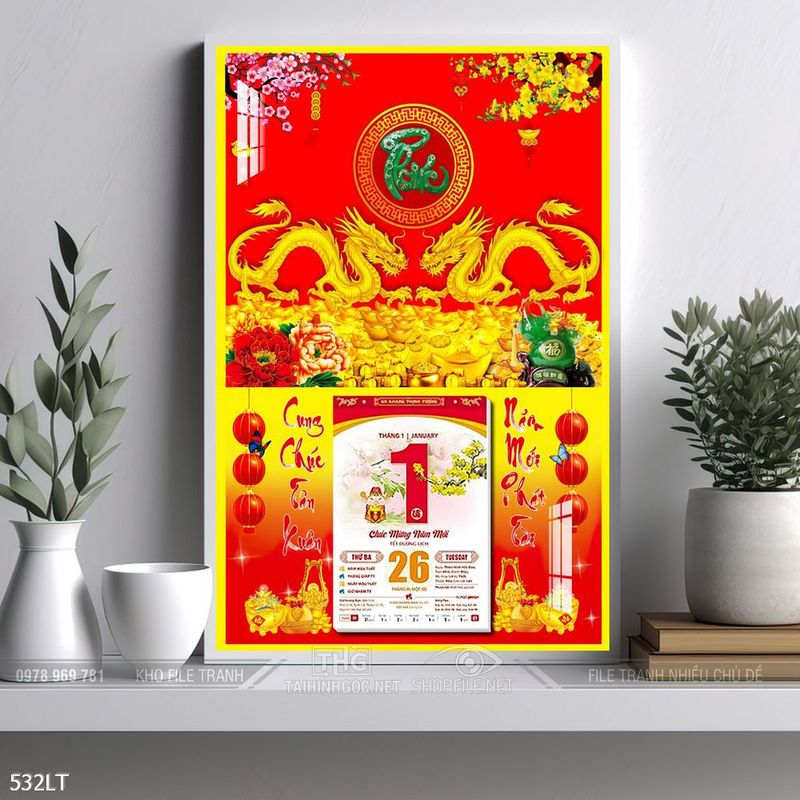 File tranh lịch Tết trang trí