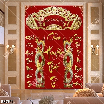 Tranh thư pháp gắn tường phòng thờ in uv