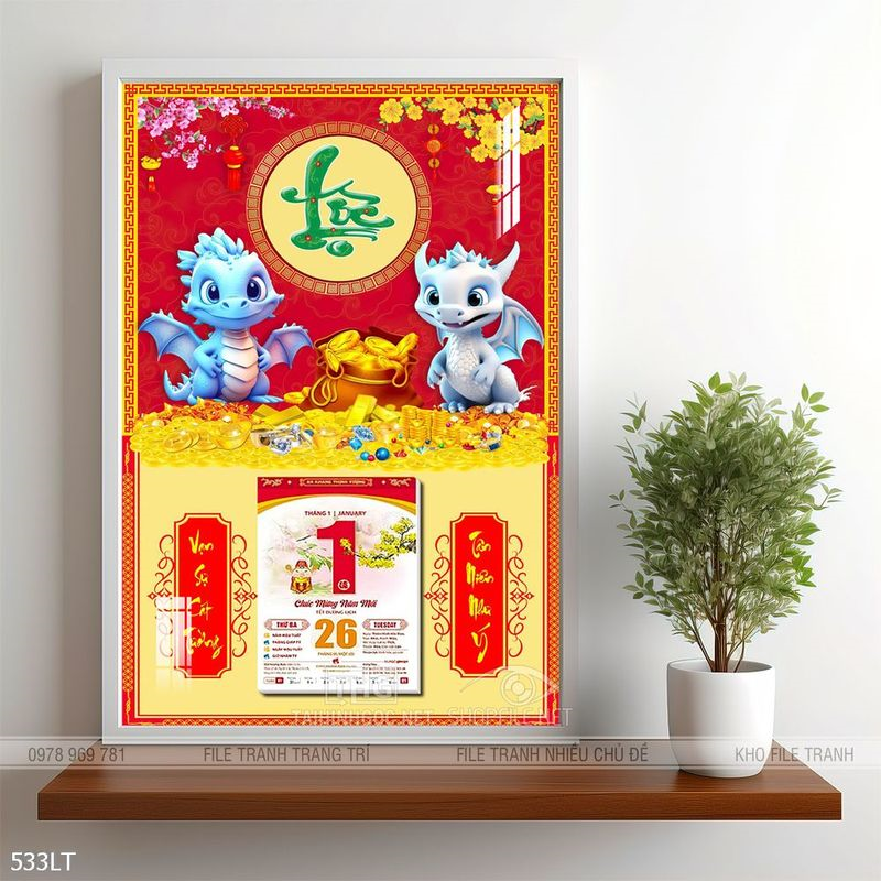 File Psd tranh lịch Tết đẹp