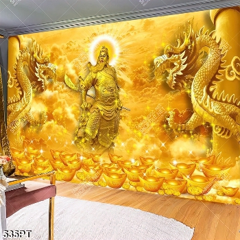 Tranh treo tường Quang Công và rồng mạ vàng đẹp nghệ thuật