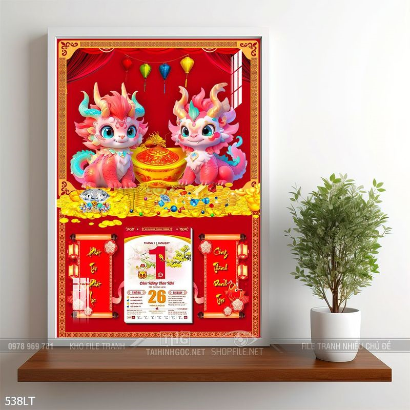File tranh lịch trang trí Tết
