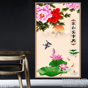 Tranh hoa sen, cá chép nghệ thuật
