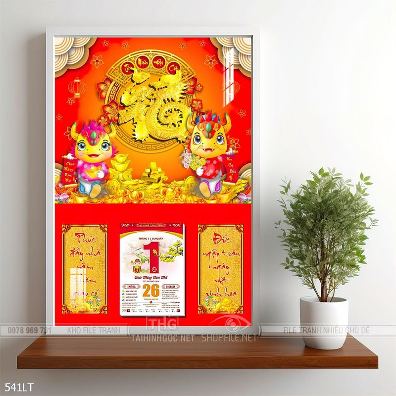 File tranh lịch Tết trang trí