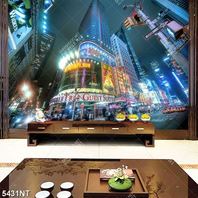 Tranh phố đêm đông đúc