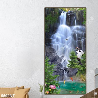 Tranh file gốc chim hạc và thác nước đẹp