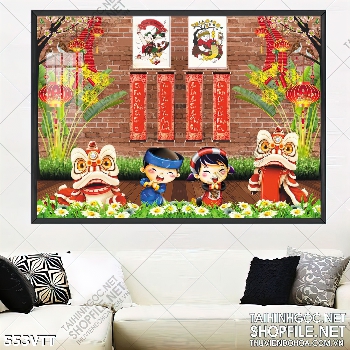 File In câu đối đỏ hai em bé mặc áo dài trang trí Tết File In câu đối đỏ hai em bé mặc áo dài trang trí Tết