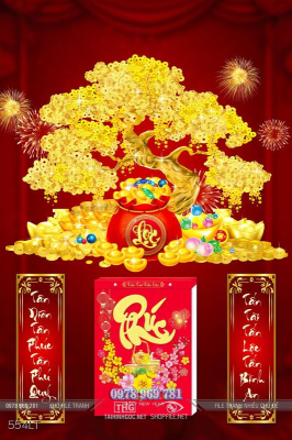 File Lịch tết cây kim tiền cho năm mới sung túc