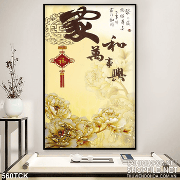 Tranh hoa sen, cá chép phong thủy