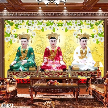 Tranh thờ tam thánh mẫu in kính