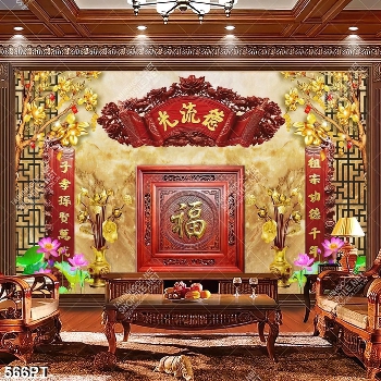 Tranh phòng thờ điêu khắc gỗ và hoa sen in kính Tranh phòng thờ điêu khắc gỗ và hoa sen in kính