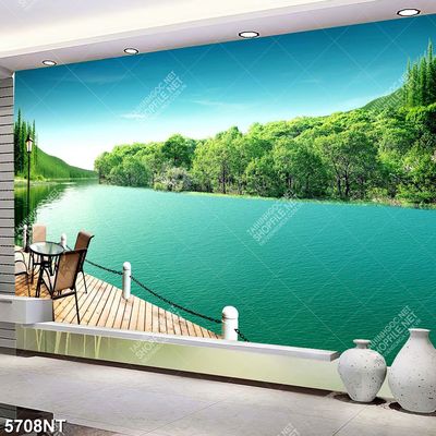 Tranh hồ nước trong xanh file gốc