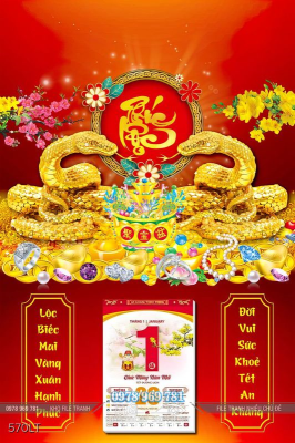 File Lịch Tết 2025 cặp rắn vàng