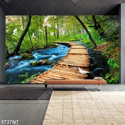 Tranh đàn chim bay lượn trong khu rừng file gốc