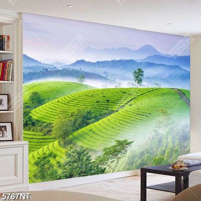 Tranh đồi chè tươi xanh