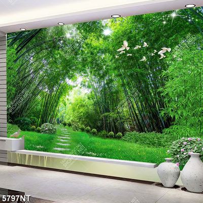 Tranh khu rừng trúc xanh file gốc