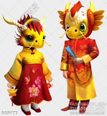 File PSD cặp rồng đáng yêu đón chào năm mới Giáp Thìn 2023 File PSD cặp rồng đáng yêu đón chào năm mới Giáp Thìn 2023