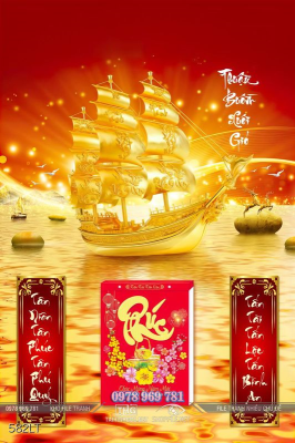 File Lịch Tết thuyền vàng trên biển