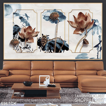 Tranh ghép hoa sen  nghệ thuật đẹp ấn tượng