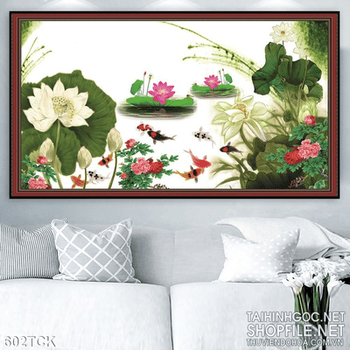 Tranh cá chép vẽ tay đẹp 3d