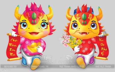 File PSD cặp rồng vàng đáng yêu