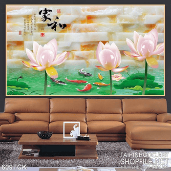 Tranh giả ngọc hoa sen in psd