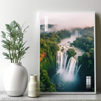 Tranh phon thủy sông, núi và mặt trời
