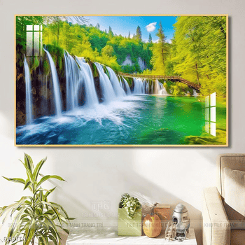 Tranh phon thủy sông, núi và mặt trời