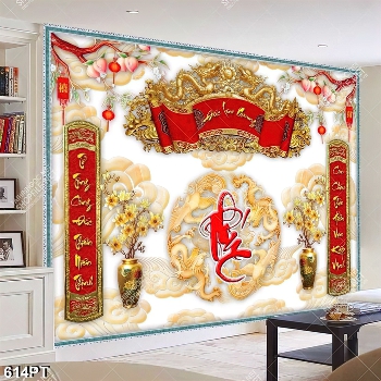 Tranh thờ thư pháp và rồng phượng đẹp nhất in uv