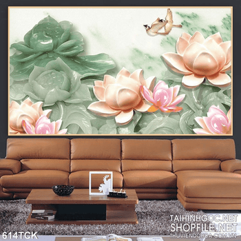 Tranh hoa sen giả ngọc