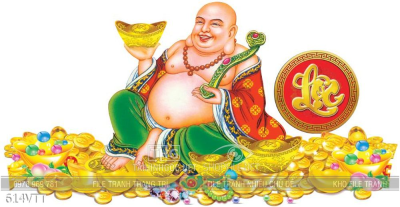 File PSD thần tài ngồi trên chĩnh vàng