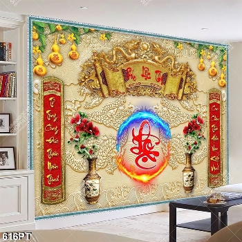 Tranh phòng thờ 3d chữ LỘC đẹp nhất