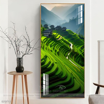 Tranh phon thủy sông, núi và mặt trời