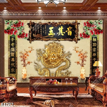 Tranh bàn thờ rồng và thư pháp file gốc