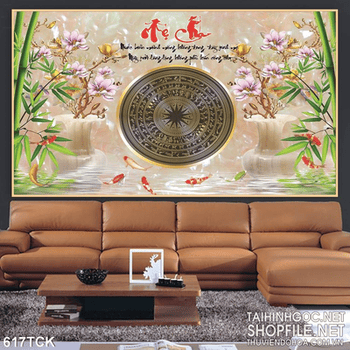 Tranh cá chép và trống đồng việt nam