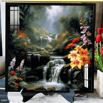 Tranh phon thủy sông, núi và mặt trời