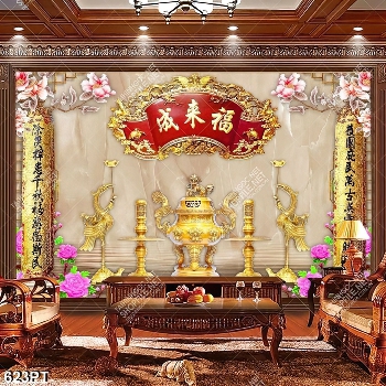 Tranh thờ hoa hồng và chim hạc chất lượng cao