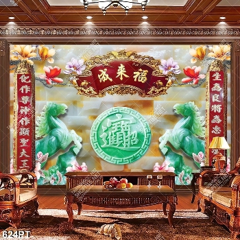 Tranh thờ song mã giả ngọc