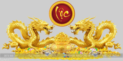 File PSD cặp rồng vàng 2024