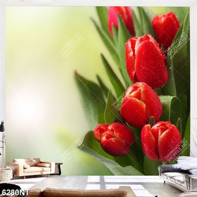 Tranh hoa tulip đỏ