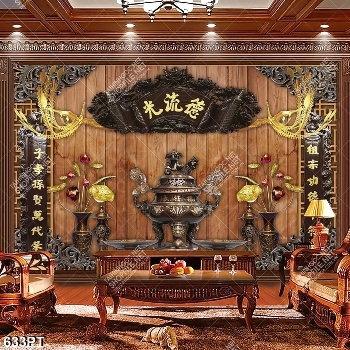 Tranh dán tường 3D trang trí bàn thờ