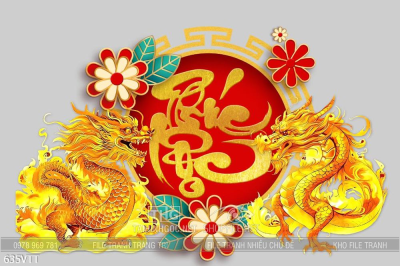 File PSD cặp rồng vàng và vòng tròn Phúc Lộc