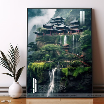 Tranh phong thủy phong cảnh thác nước thiên nhiên